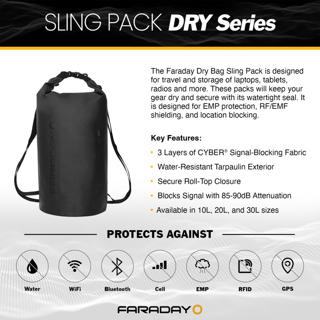 Faraday Defense Waterproof Faraday Dry Bag - 17L Backpack - Fast, Easy  Access for Device Shielding - Protect Data and Devices from Hacking,  Tracking